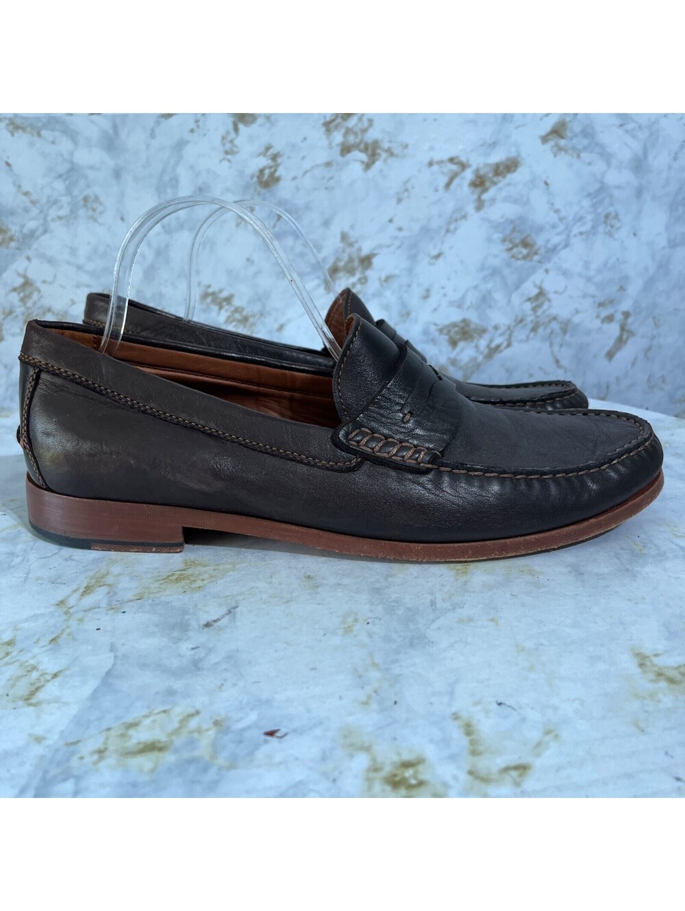 HS Trask Men's Size 11.5M Shoes Brown Leather Comfort Moc Toe Penny Loafers